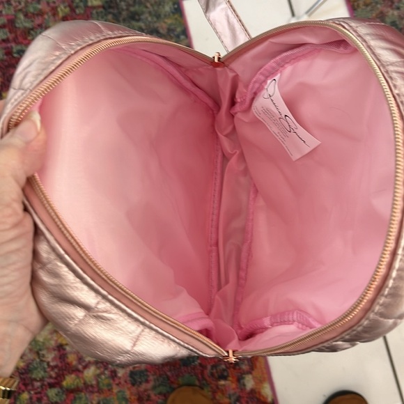 Jessica Simpson Mini backpack Rose & Rose gold Shimmer Quilted Puffer - Picture 6 of 8